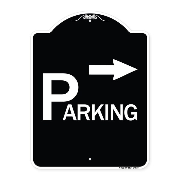 Signmission Parking with Arrow Pointing Right Heavy-Gauge Aluminum Architectural Sign, 24" x 18", BW-1824-24518 A-DES-BW-1824-24518 - main